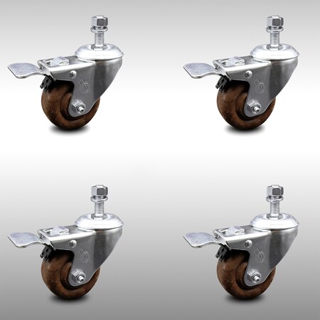 Service Caster 3.5 Inch SS High Temp Glass Filled Nylon 1/2 Inch Stem Caster Set Total Lock Brake SCC-SSTSTTL20S3514-GFNSHT-121315-4